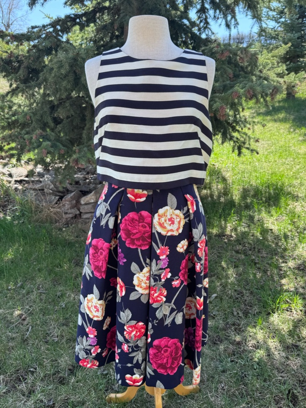 Anthropologie - Moulinette Soeurs Navy and White Striped Dress